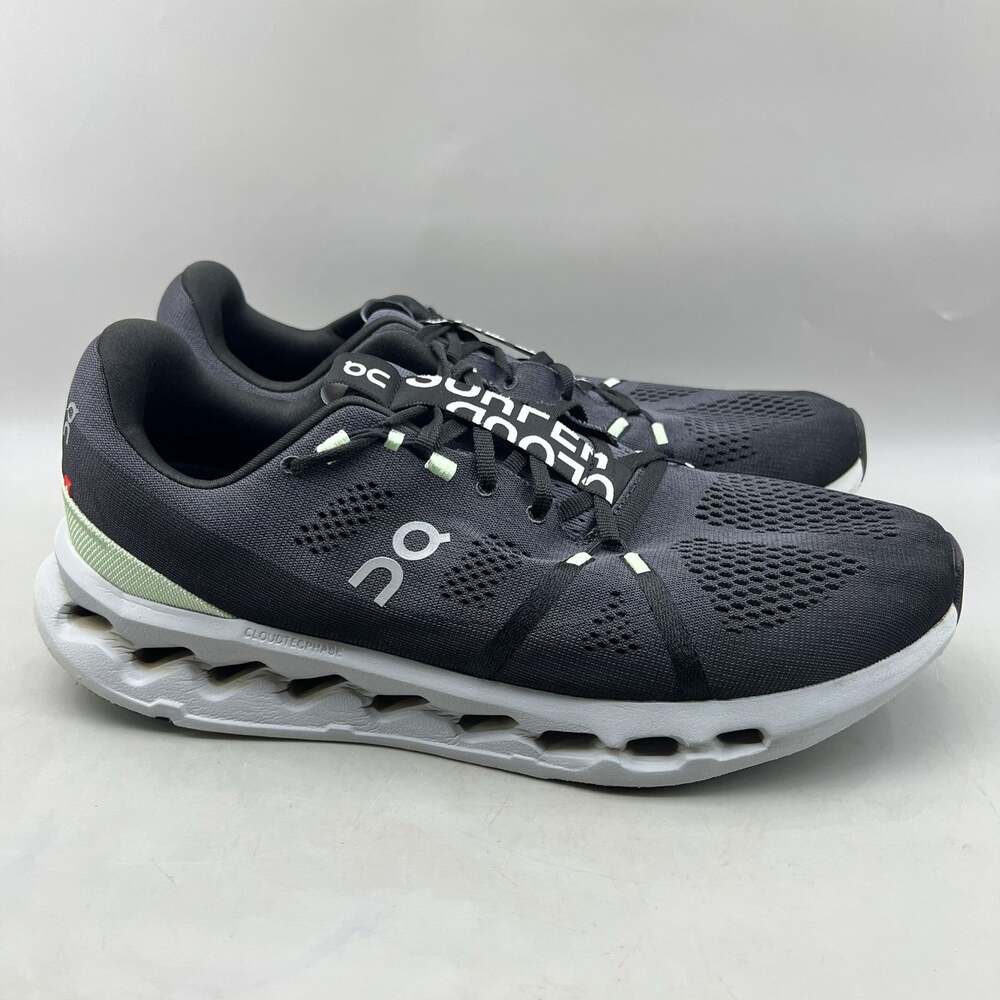 On Cloudsurfer Running Shoes Men Size 13 Black Gray Comfort Cushion Low Sneakers
